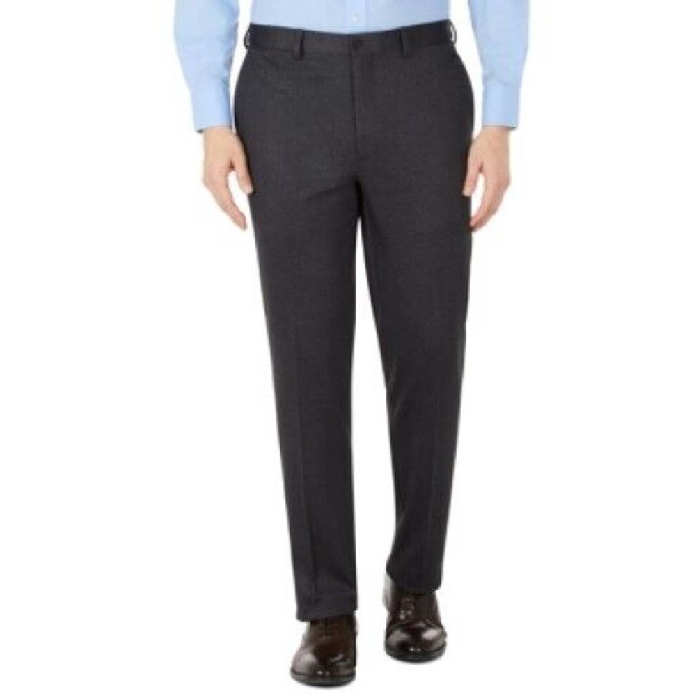 Calvin Klein Grey Knit Slim-Fit Stretch Dress Pants Mens 36 x 34